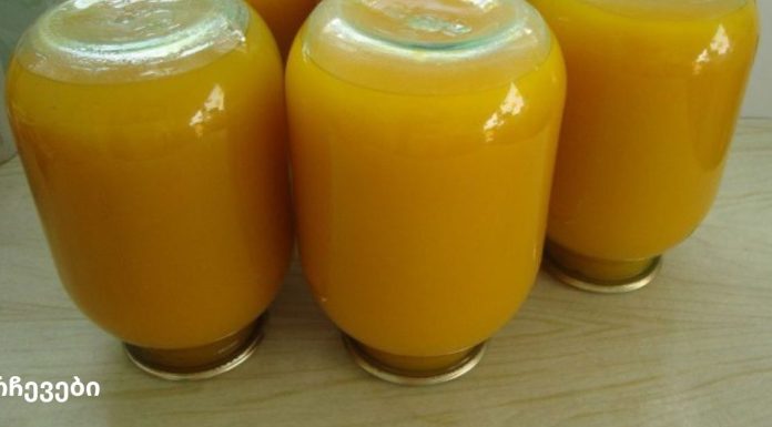 გოგრის წვენი ფორთოხლით და ლიმონით ზამთრისთვის. გემრიელი და ჯანსაღი!